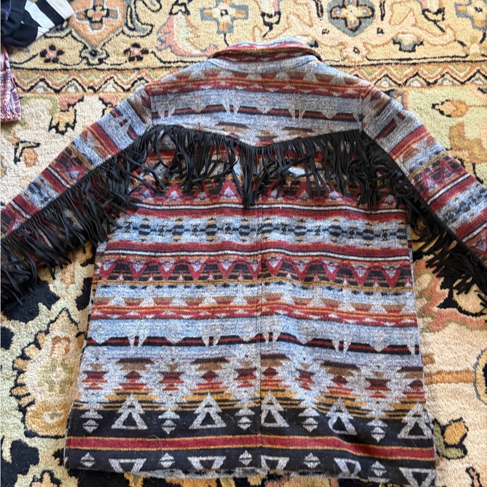 Idyllwind Multicolor Aztec Fringe Teddy Jacket